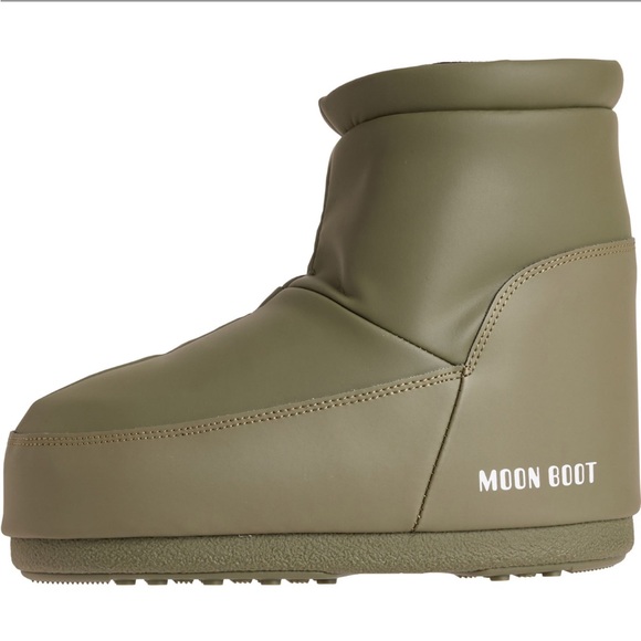 MOON BOOT Icon Low No Lace Rubber Boots KHAKI GREEN EU 36/38 39/41 NEW - Picture 4 of 7